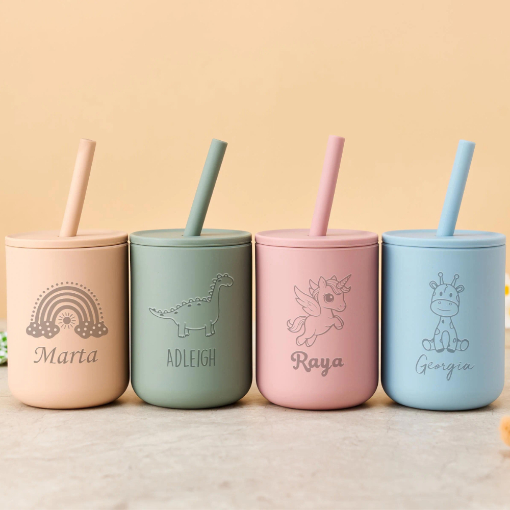 Custom Name Silicone Kids Stra - Baby Food Jars With Lids recension och pris